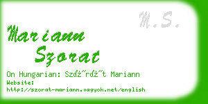 mariann szorat business card